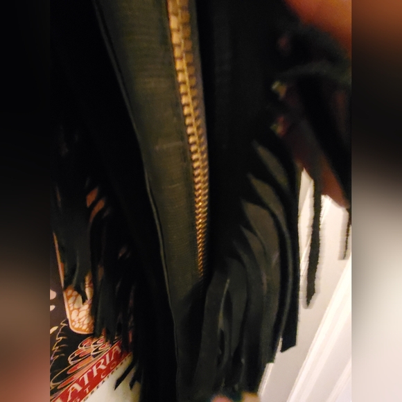 Absolutely Amazing " Hobby Horse" Black Suede Fringed Western Riding Chaps. - Picture 3 of 9